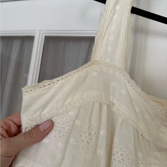 Sezane White 100% Cotton Eyelet Button-Front Sundress - Picture 6 of 10